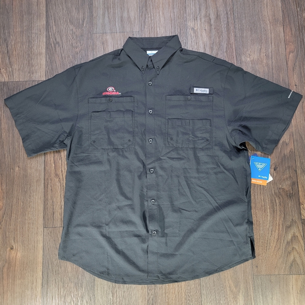 Georgia Bulldogs Columbia Sportswear PFG Men's Fishing Shirt Sz Large Black New